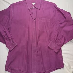 Vntg Cutter & Buck Plum 1-Pocket Long Sleeve Button Down Dress Shirt L